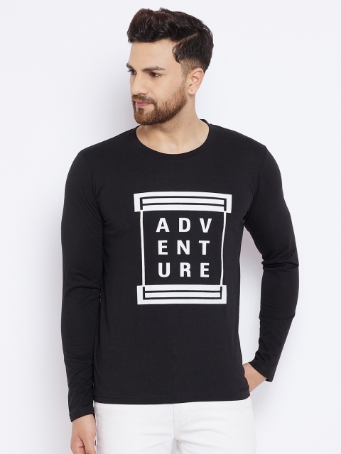 

THE MILLION CLUB Men Black Typography Printed Pockets T-shirt