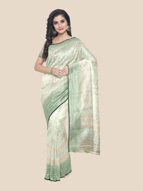 

Kalamandir Green & Black Floral Tissue Saree