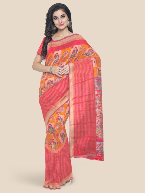 

Kalamandir Yellow & Red Ethnic Motifs Linen Blend Banarasi Saree