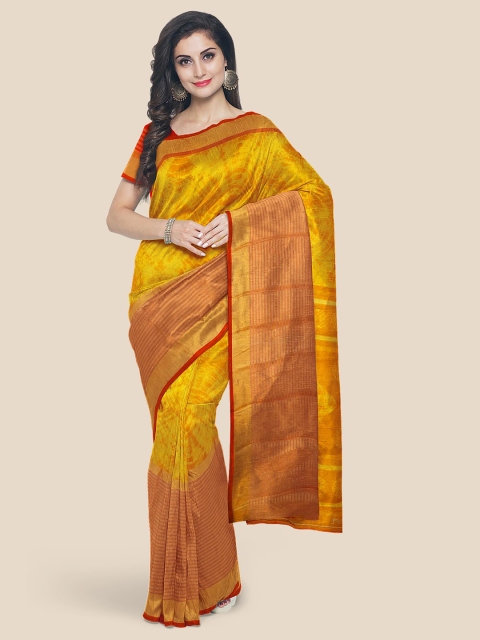 

Kalamandir Women Yellow Printed Banarasi Saree