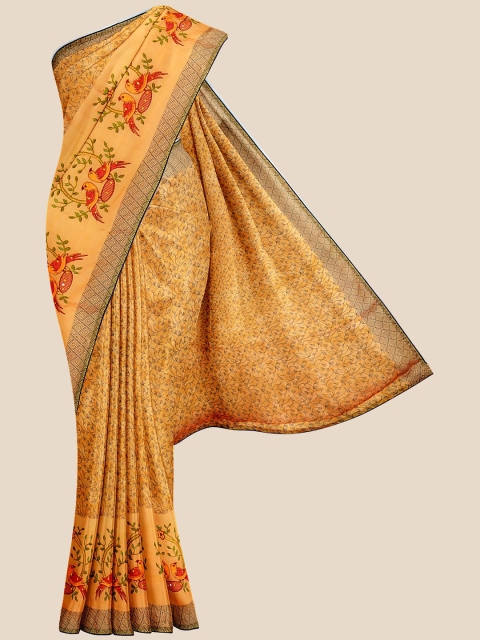 

Kalamandir Orange Ethnic Motifs Printed Jute Silk Saree