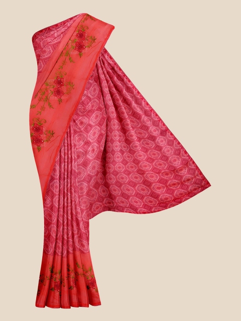 

Kalamandir Pink & Green Floral Silk Blend Saree