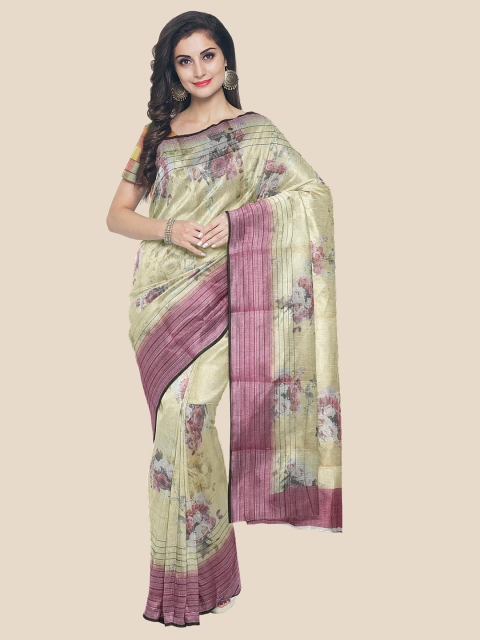 

Kalamandir Brown & Cream Floral Printed Saree