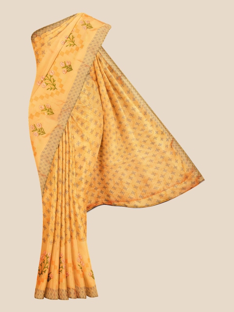 

Kalamandir Orange & Green Floral Silk Blend Saree
