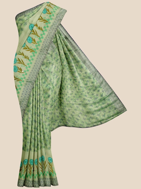 

Kalamandir Green & Blue Floral Silk Blend Saree