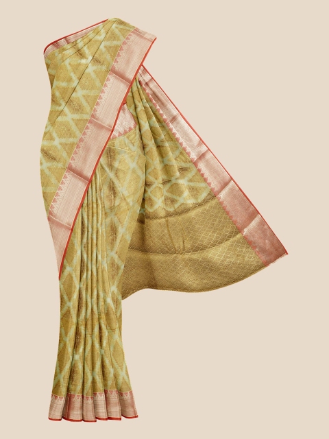 

Kalamandir Beige & Silver-Toned Woven Design Zari Banarasi Saree