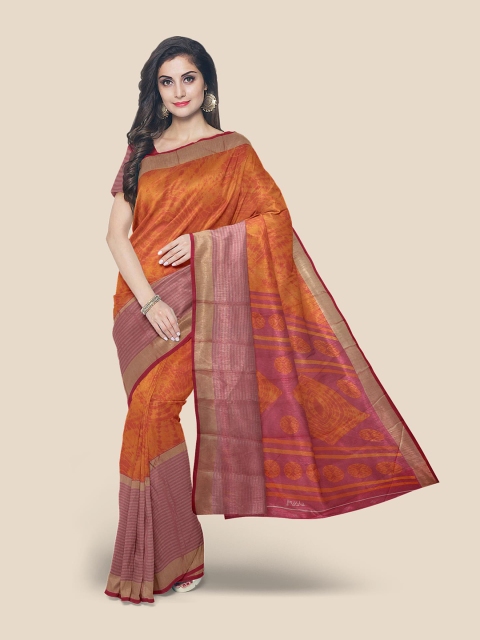 

Kalamandir Woman Orange & Red Linen Blend Banarasi Saree