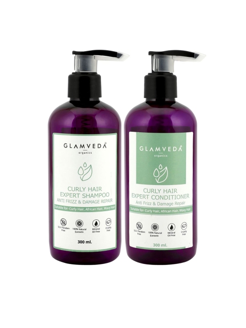 

GLAMVEDA Curly Hair Anti Frizz & Damage Repair Shampoo With Conditioner - 600 ml, Purple