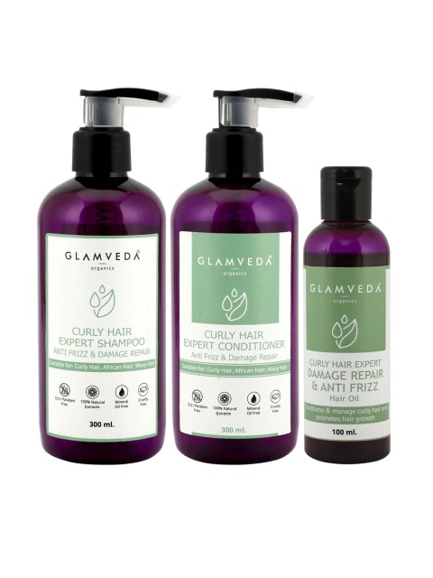

GLAMVEDA Set Of 3 Curly Hair Care Kit, Purple