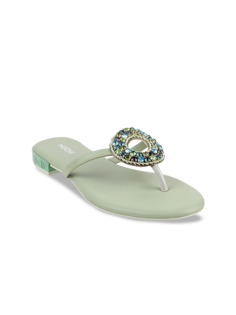 

Mochi Women Green Open Toe Flats