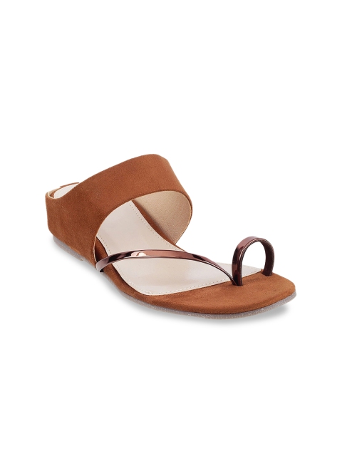 

Mochi Women Tan Brown One Toe Flats