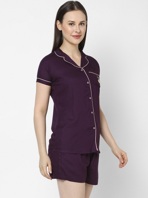 

evolove Women Burgundy Nightsuit Set