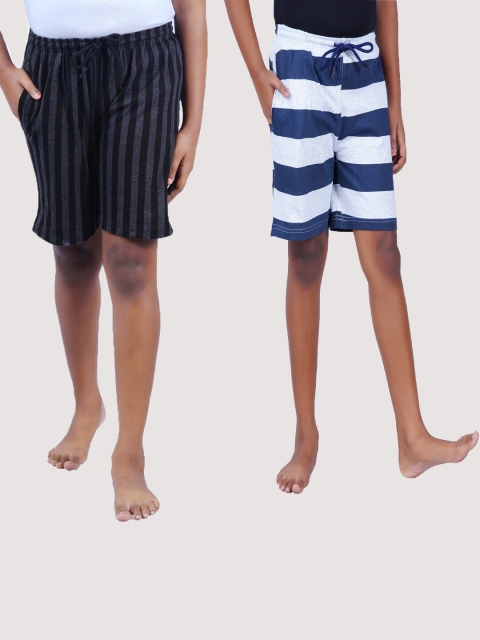 

SEYBIL Girls Pack of 2 Charcoal & Grey Striped Lounge Shorts