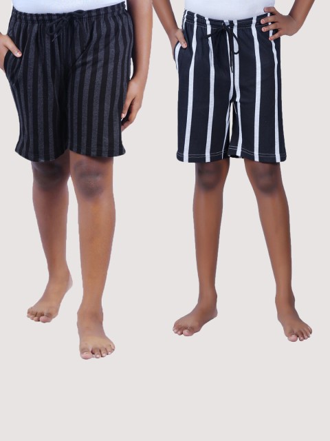 

SEYBIL Girls Pack Of 2 Grey & Black Striped Lounge Shorts