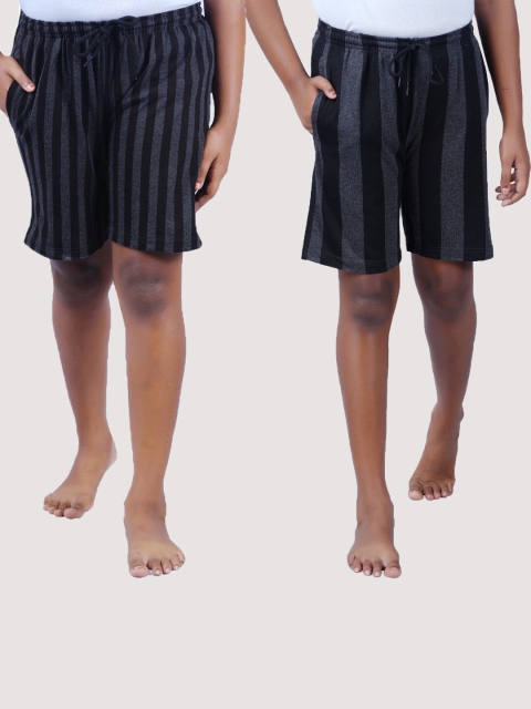 

SEYBIL Girls Charcoal & Black 2 Striped Lounge Shorts