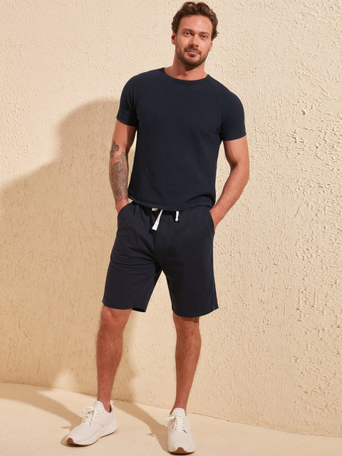 

Trendyol Men Navy Blue Cotton Shorts