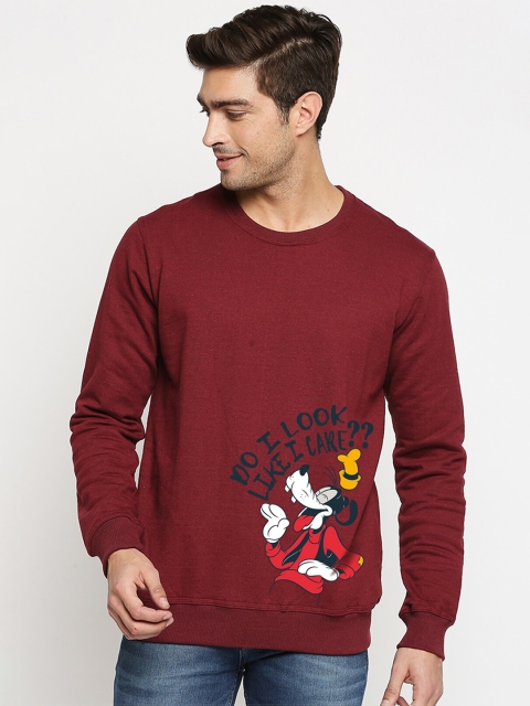 

Wear Your Opinion Men Maroon & White Goofy Printed Cotton Sweatshirt