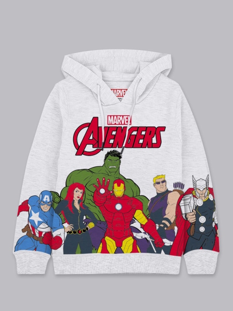 

Kids Ville Boys Grey Avengers Printed Hooded Sweatshirt