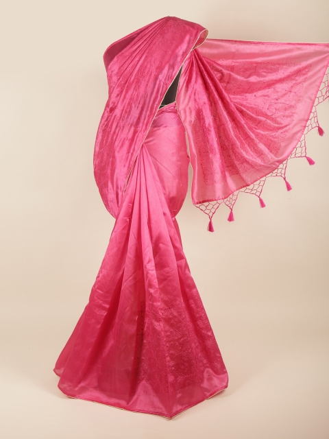 

Pothys Pink Floral Art Silk Saree