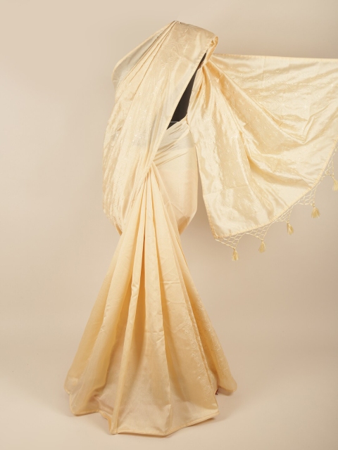

Pothys Cream-Coloured Floral Embroidered Art Silk Saree