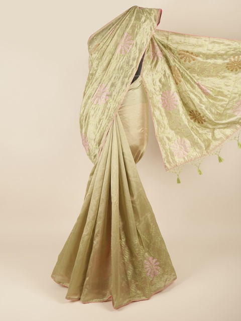 

Pothys Green & Pink Floral Art Silk Saree