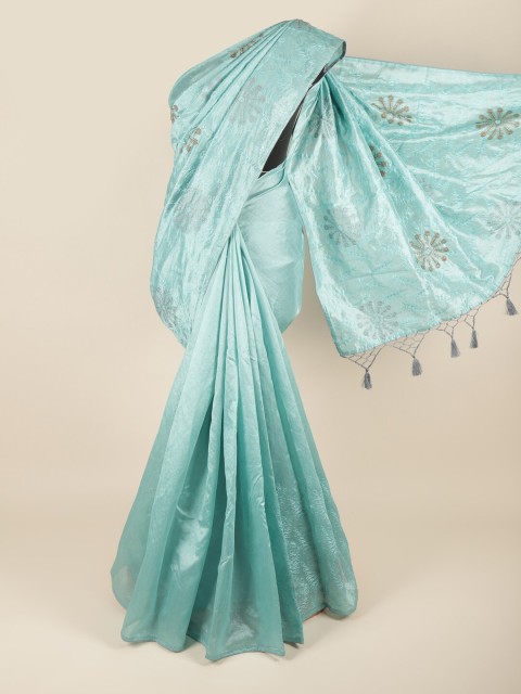 

Pothys Turquoise Blue Ethnic Motifs Art Silk Saree