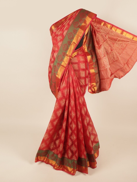 

Pothys Red & Golden Ethnic Motifs Zari Saree