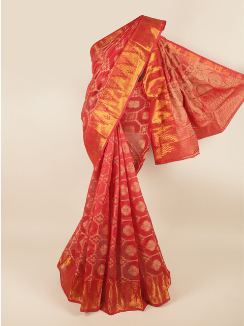 

Pothys Red & Gold-Toned Ethnic Motifs Zari Saree