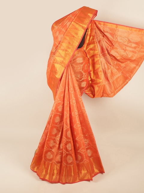 

Pothys Orange & Gold-Toned Ethnic Motifs Zari Saree