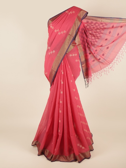 

Pothys Pink & Cream-Coloured Woven Design Jute Cotton Saree