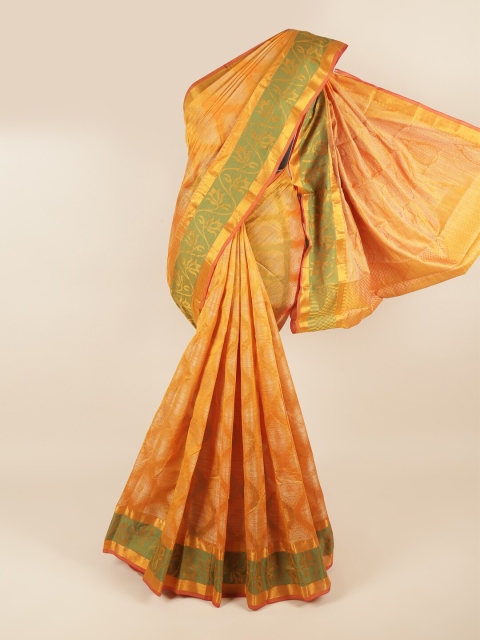 

Pothys Yellow & Gold-Toned Woven Design Zari Saree