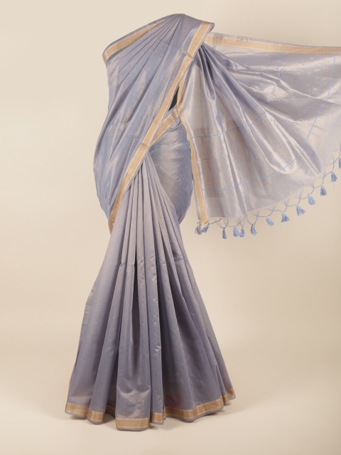 

Pothys Blue Solid Zari Jute Cotton Saree