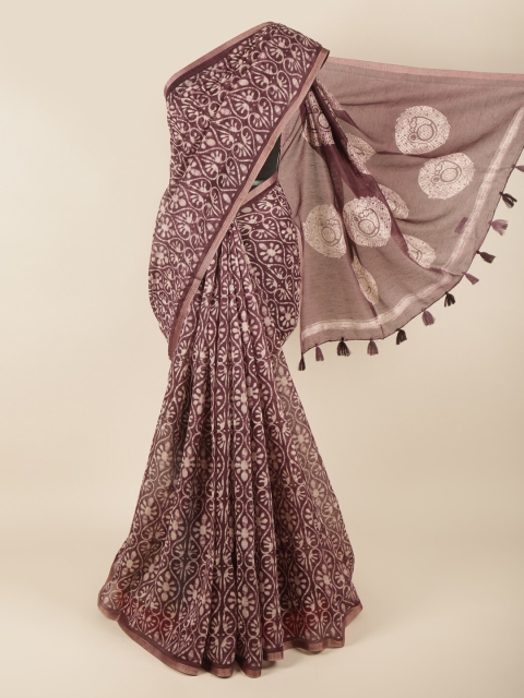 

Pothys Purple & White Ethnic Motifs Printed Saree