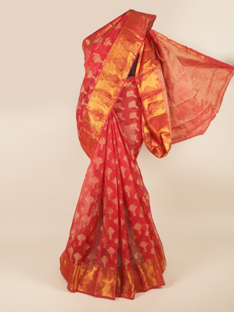 

Pothys Red & Gold-Toned Woven Design Zari Saree