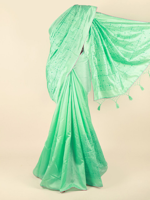 

Pothys Green Ethnic Motifs Embroidered Art Silk Saree