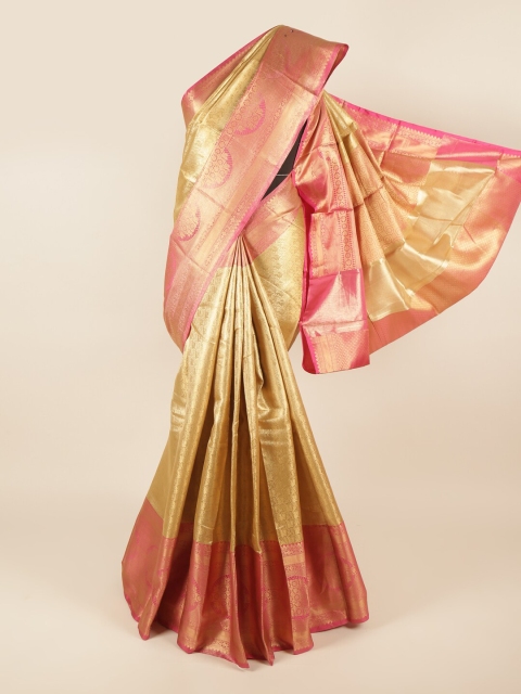 

Pothys Golden & Pink Ethnic Motifs Zari Tissue Saree, Gold