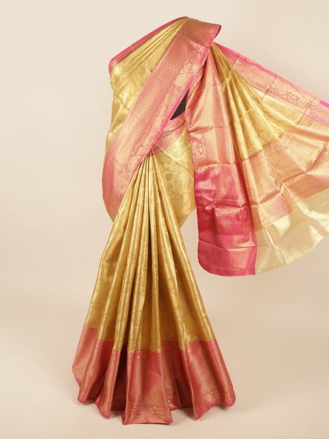 

Pothys Golden & Pink Ethnic Motifs Zari Tissue Saree, Gold