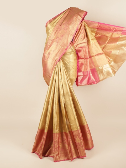 

Pothys Gold & Pink Ethnic Motifs Tissue Saree