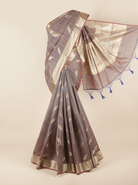 

Pothys Blue & Gold-Toned Woven Design Zari Saree