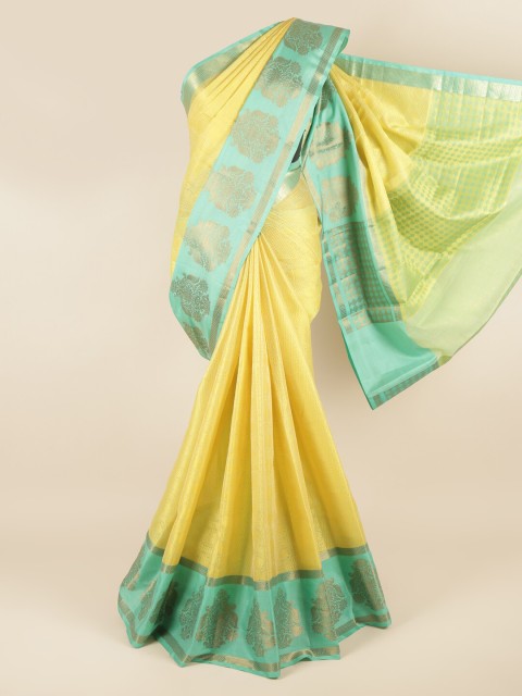 

Pothys Yellow & Green Ethnic Motifs Zari Art Silk Saree