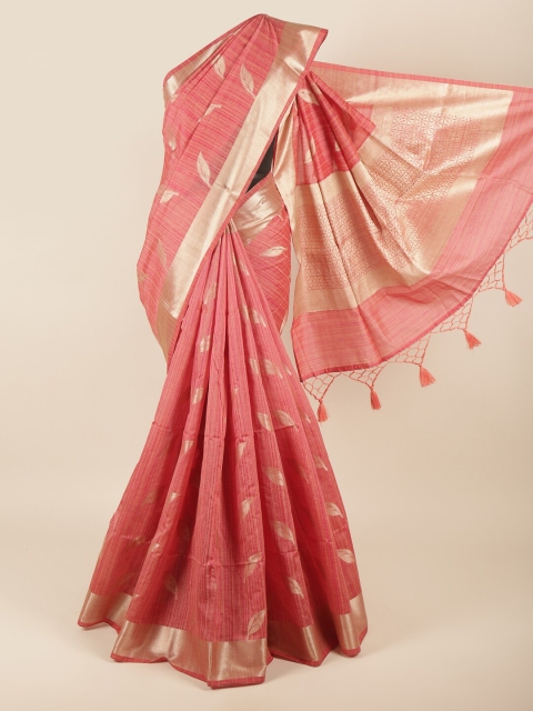 

Pothys Pink & Golden Floral Zari Saree