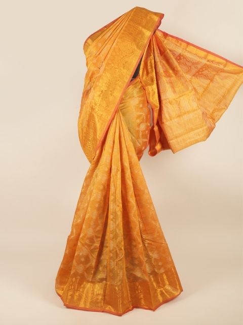 

Pothys Mustard Yellow Ethnic Motifs Zari Saree