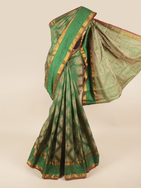 

Pothys Green & Golden Ethnic Motifs Zari Saree