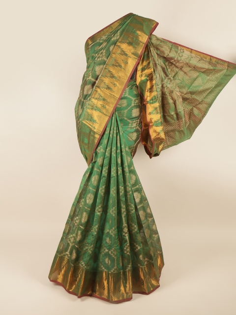 

Pothys Women Green Printed Cotton Blend Saree