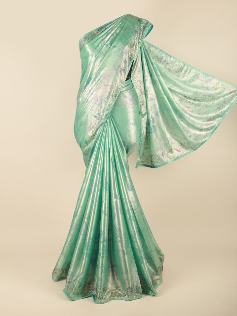 

Pothys Green & Purple Floral Sequinned Art Silk Saree