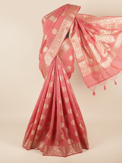 

Pothys Pink & Golden Ethnic Motifs Zari Saree