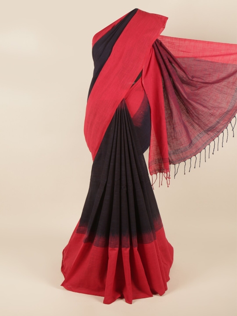 

Pothys Navy Blue & Red Solid Jute Cotton Saree