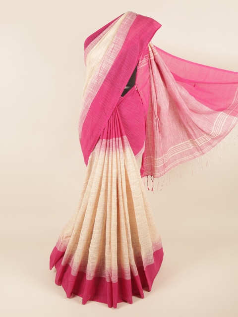 

Pothys Cream-Coloured Colourblocked Jute Cotton Saree