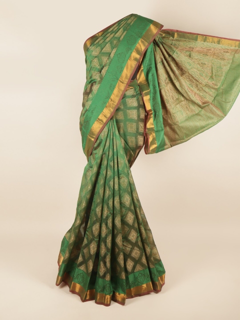 

Pothys Green & Gold-Toned Floral Saree