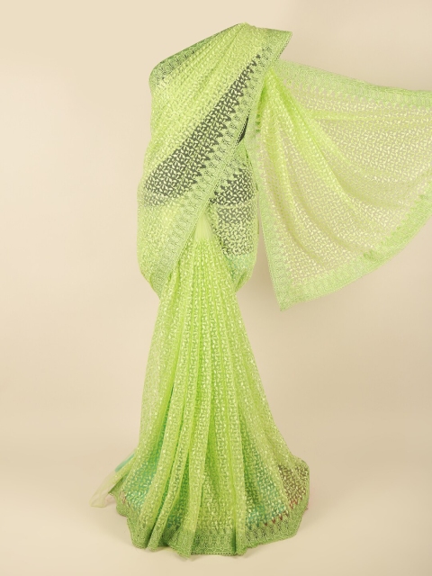 

Pothys Green Floral Embroidered Net Saree
